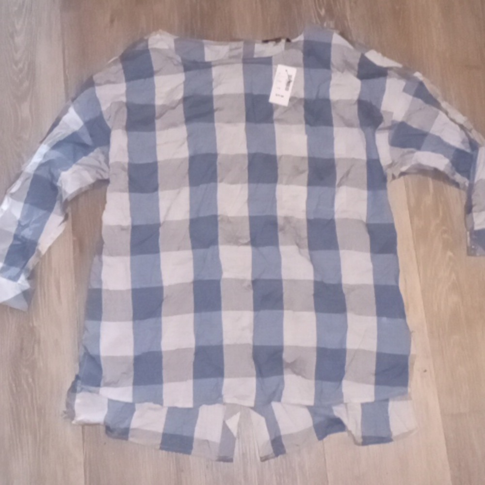 RW & Co blue and white plaid shirt large NWT